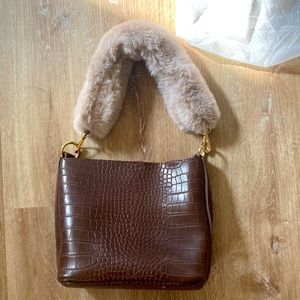 Faux leather & fur bag-  brand new